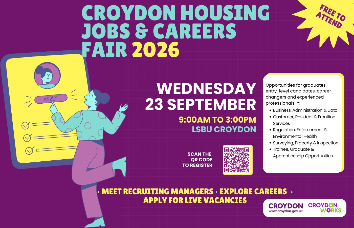 Croydon Housing Jobs & Careers Fair 2026 - Wednesday 23rd September 9am - 3pm